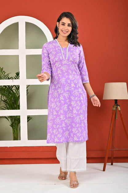 Purple Printed Kurta for Women | LASVINI - Redefining Indian Fashion with Elegance
