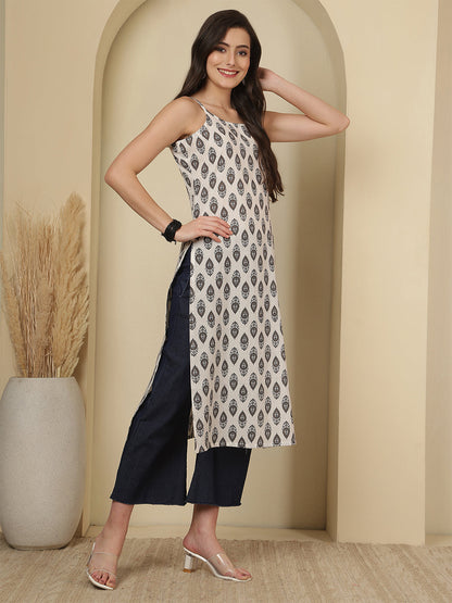 White Printed Kurta for Women | LASVINI - Redefining Indian Fashion with Elegance