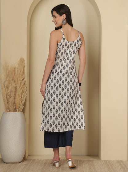 White Printed Kurta for Women | LASVINI - Redefining Indian Fashion with Elegance