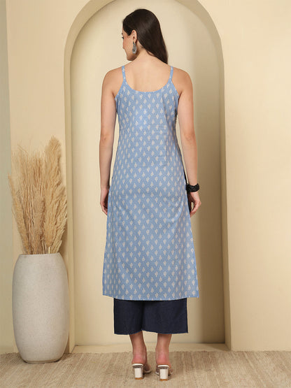 Blue Printed Kurta for Women | LASVINI - Redefining Indian Fashion with Elegance
