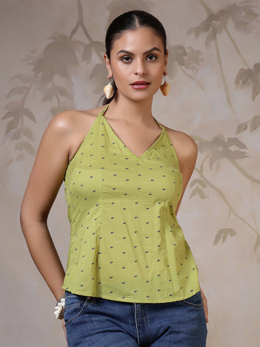 Women Green Printed Top | LASVINI - Redefining Indian Fashion with Elegance