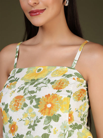 Women Off White Printed Straight Tunic | LASVINI - Redefining Indian Fashion with Elegance