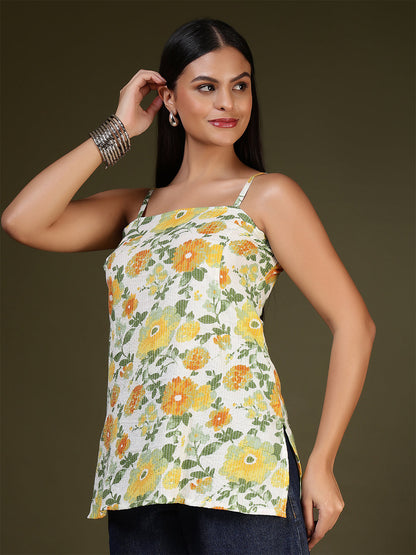 Women Off White Printed Straight Tunic | LASVINI - Redefining Indian Fashion with Elegance