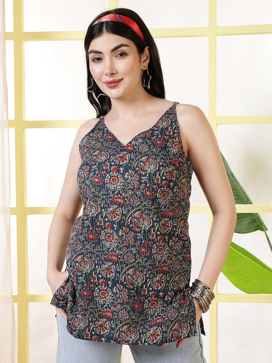 Women Multicolor Printed Straight Tunic | LASVINI - Redefining Indian Fashion with Elegance