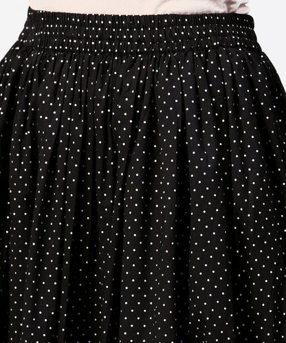 Black Printed 3/4Th Sleeve Cotton Kurta With Printed Skirt | LASVINI - Redefining Indian Fashion with Elegance