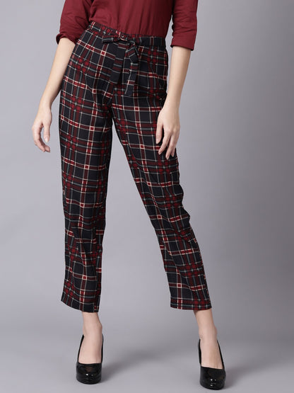 Women Multi Checked Casual Georgette Trouser | LASVINI - Redefining Indian Fashion with Elegance
