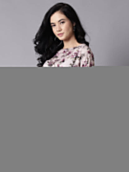 Women Beige Casual Printed Round Neck Top | LASVINI - Redefining Indian Fashion with Elegance