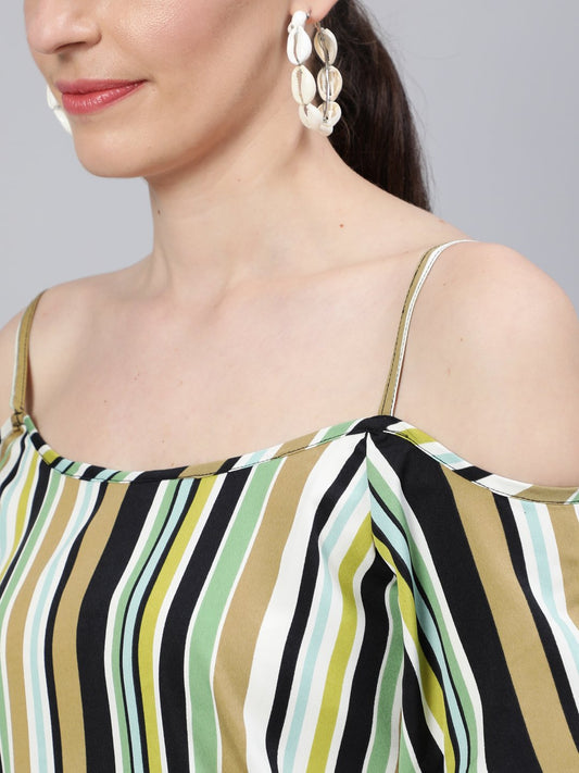 Women Multi Striped Off-Shoulder Top | LASVINI - Redefining Indian Fashion with Elegance