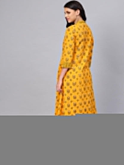 Yellow Printed Long Kurta | LASVINI - Redefining Indian Fashion with Elegance