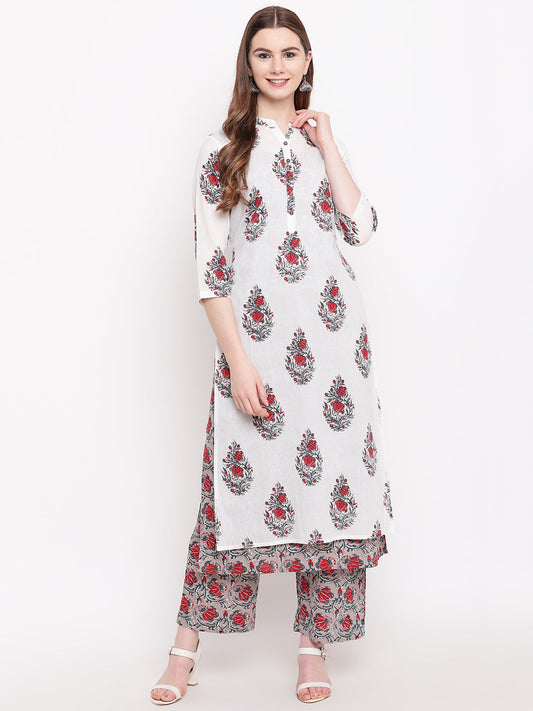 Women'S White Cotton Kurta Palazzo Set | LASVINI - Redefining Indian Fashion with Elegance