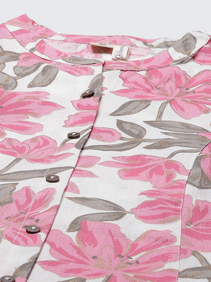 Women'S Floral Print A-Line Cotton Kurta | LASVINI - Redefining Indian Fashion with Elegance