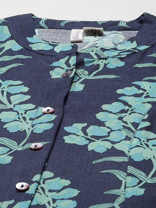 Women'S Leaf Printed A-Line Rayon Kurta | LASVINI - Redefining Indian Fashion with Elegance