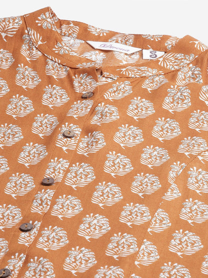 Women'S Mustard Rayon Printed Top | LASVINI - Redefining Indian Fashion with Elegance