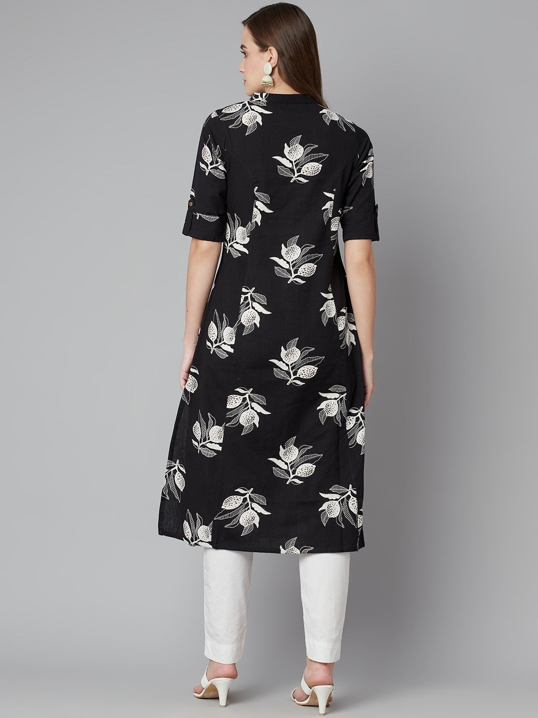 Women'S Black Cotton Flex A-Line Kurta | LASVINI - Redefining Indian Fashion with Elegance