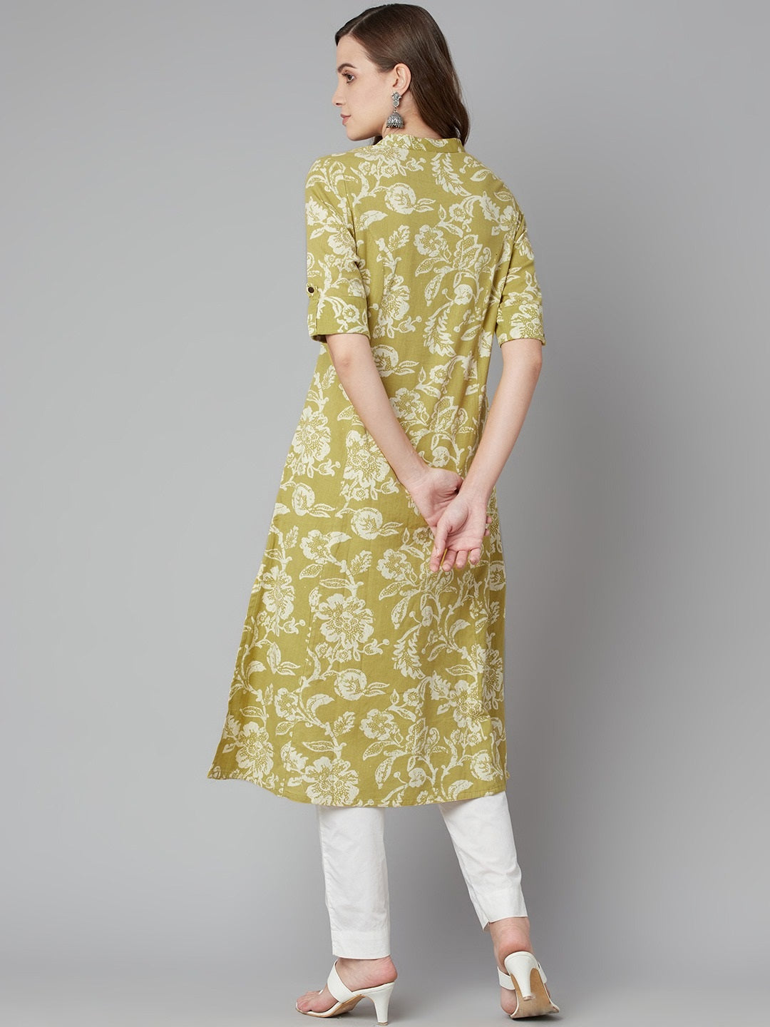 Women'S Pastel Green Cotton Flex A-Line Kurta | LASVINI - Redefining Indian Fashion with Elegance