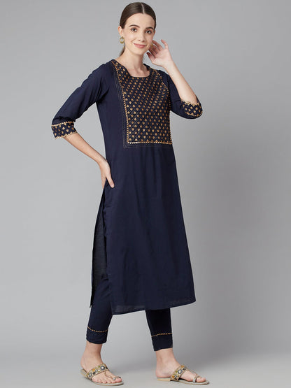 Women'S Blue Solid Straight Rayon Kurta Pant Set With Dupatta | LASVINI - Redefining Indian Fashion with Elegance
