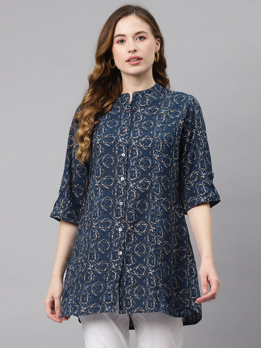 Women'S Navy Blue Rayon Top | LASVINI - Redefining Indian Fashion with Elegance