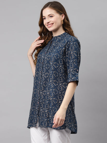 Women'S Navy Blue Rayon Top | LASVINI - Redefining Indian Fashion with Elegance