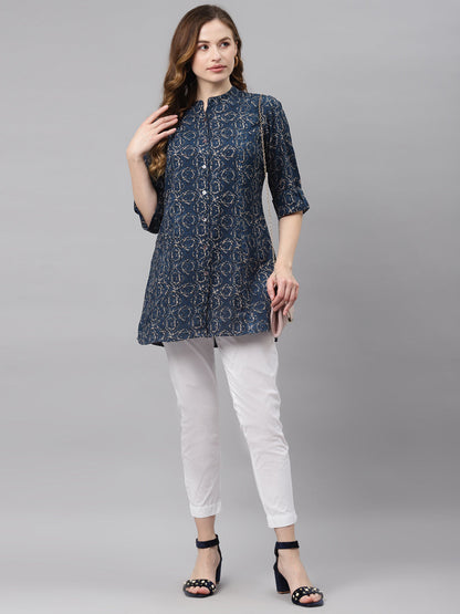 Women'S Navy Blue Rayon Top | LASVINI - Redefining Indian Fashion with Elegance