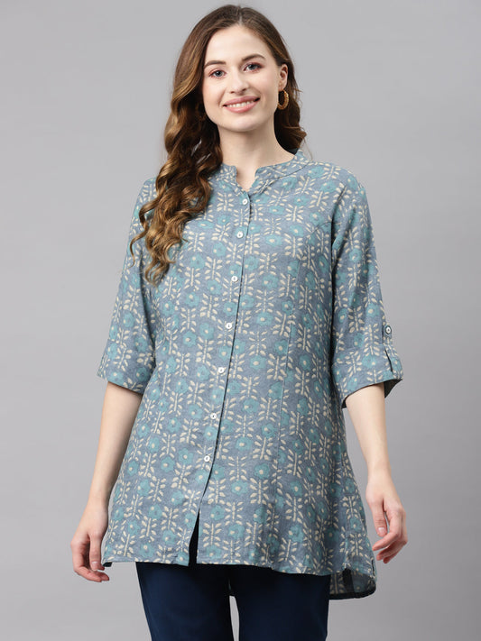 Women'S Green Floral Rayon Top | LASVINI - Redefining Indian Fashion with Elegance