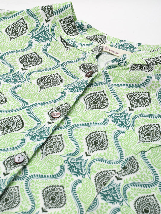 Women'S Light Green Floral Rayon Top | LASVINI - Redefining Indian Fashion with Elegance