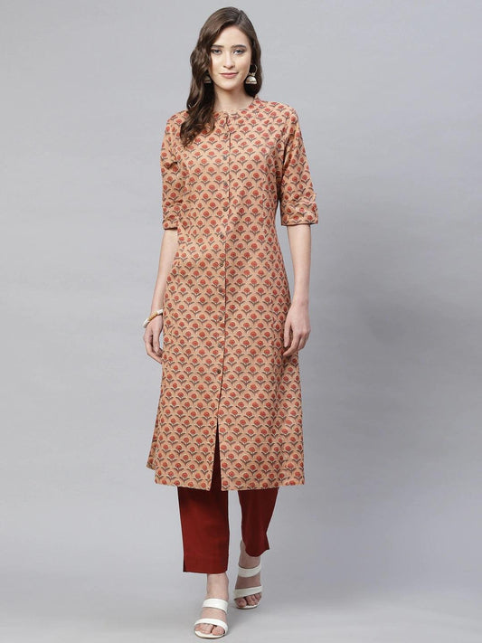 Peach Cotton Flex Kurta | LASVINI - Redefining Indian Fashion with Elegance