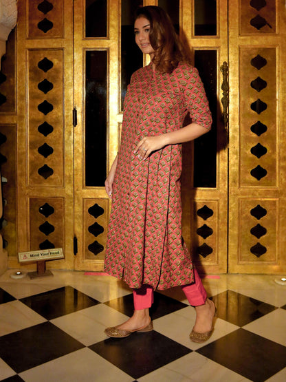 Maroon Cotton Flex A-Line Kurta | LASVINI - Redefining Indian Fashion with Elegance