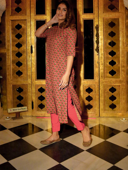 Maroon Cotton Flex A-Line Kurta | LASVINI - Redefining Indian Fashion with Elegance