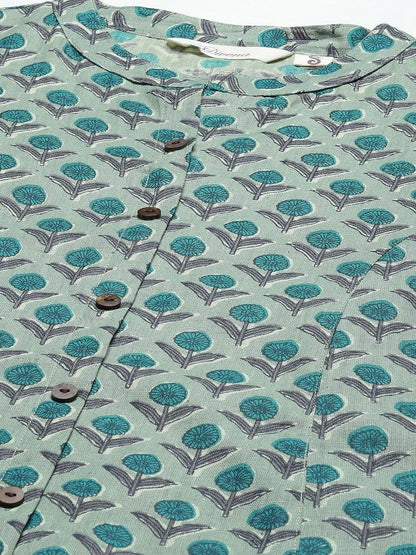 Green Cotton Flex Kurta | LASVINI - Redefining Indian Fashion with Elegance