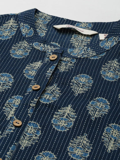 Indigo Blue Cotton Straight Kurta | LASVINI - Redefining Indian Fashion with Elegance
