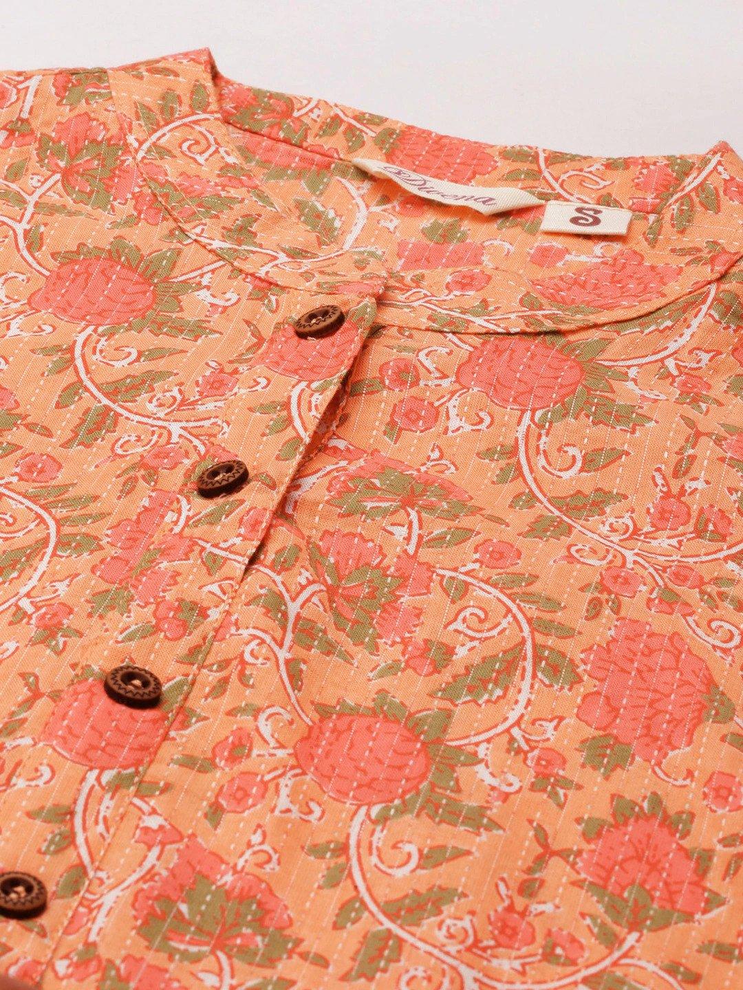Peach Cotton Straight Kurta | LASVINI - Redefining Indian Fashion with Elegance
