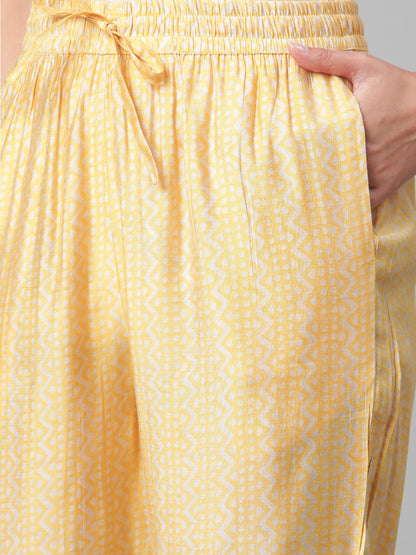Women'S Light Yellow Rayon Kaftan Pant Set | LASVINI - Redefining Indian Fashion with Elegance