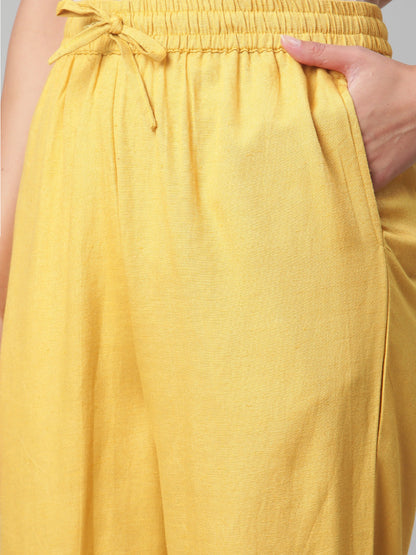 Women'S Yellow Rayon Kaftan Pant Set | LASVINI - Redefining Indian Fashion with Elegance