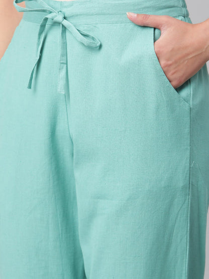 Women'S Turquoise Green Rayon Kaftan Pant Set | LASVINI - Redefining Indian Fashion with Elegance
