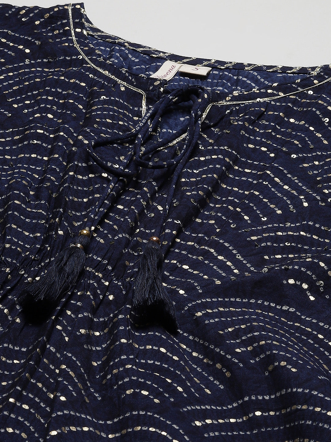 Women'S Blue Rayon Bandhej Kaftan Pant Set | LASVINI - Redefining Indian Fashion with Elegance