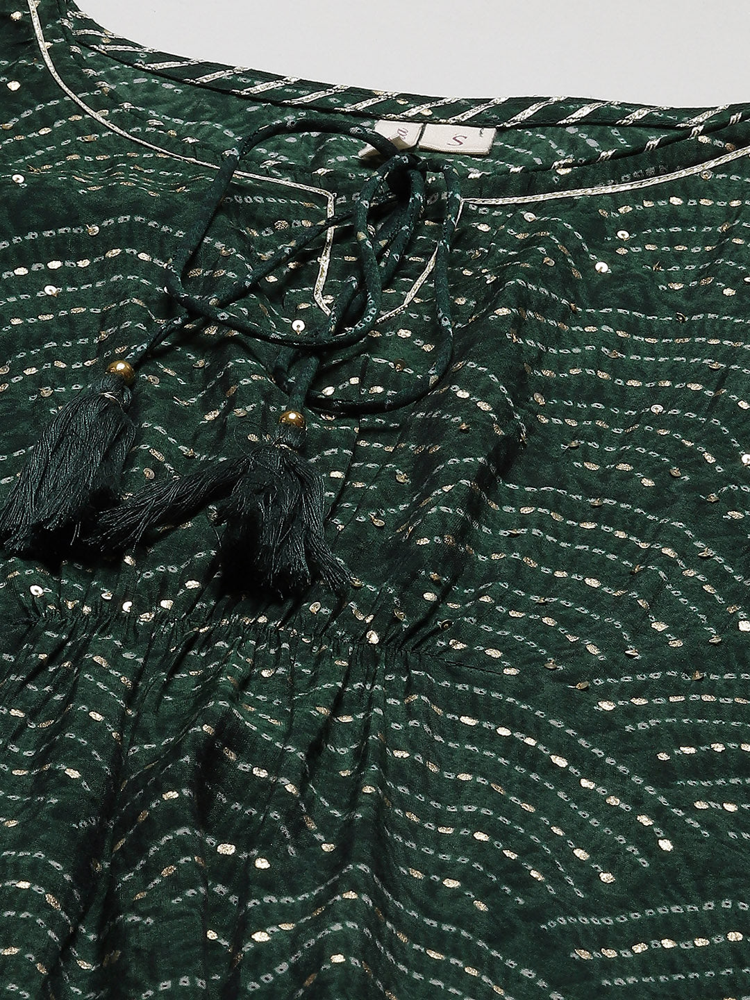 Women'S Green Rayon Bandhej Kaftan Pant Set | LASVINI - Redefining Indian Fashion with Elegance