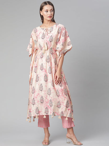 Women'S Pink Rayon Kaftan Pant Set | LASVINI - Redefining Indian Fashion with Elegance