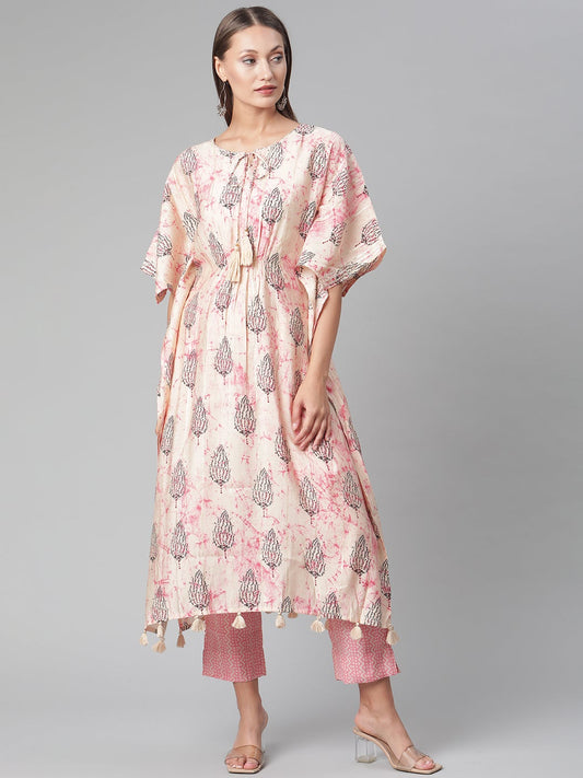 Women'S Pink Rayon Kaftan Pant Set | LASVINI - Redefining Indian Fashion with Elegance