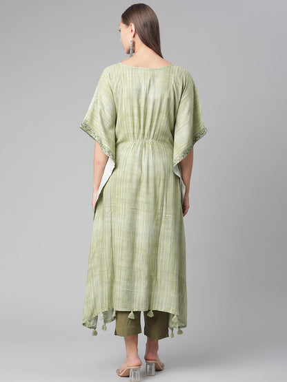 Women'S Green Rayon Kaftan Pant Set | LASVINI - Redefining Indian Fashion with Elegance