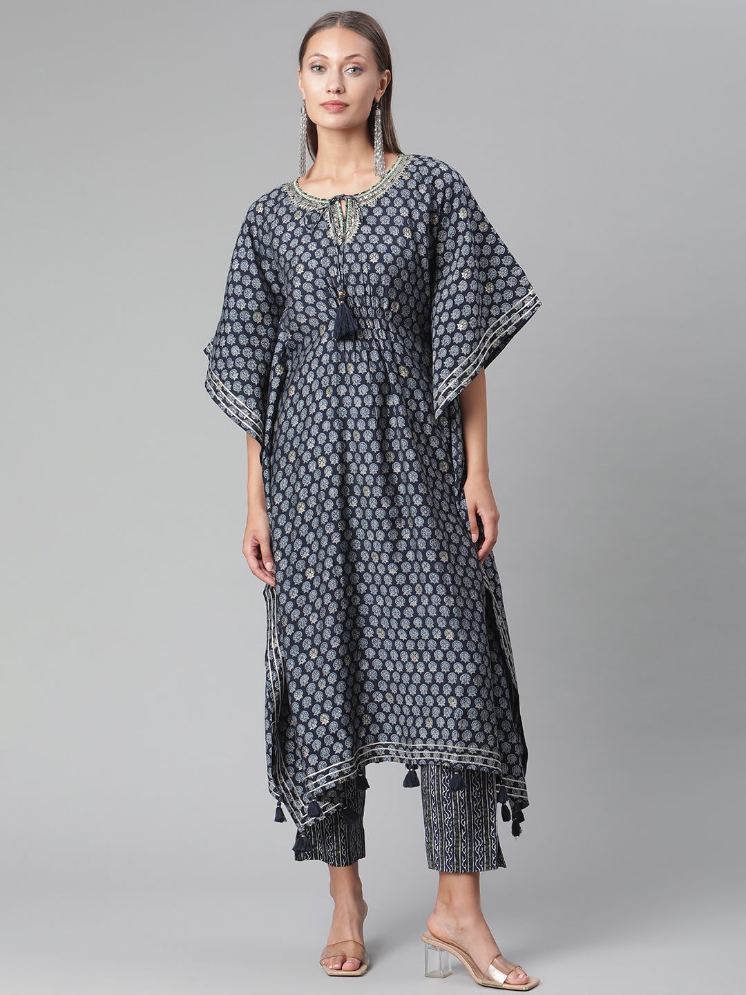 Women'S Blue Rayon Kaftan Pant Set | LASVINI - Redefining Indian Fashion with Elegance