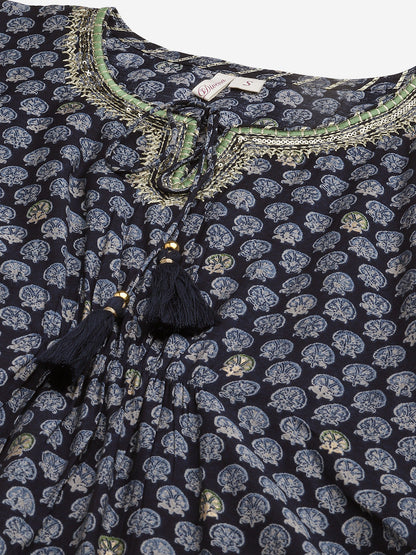 Women'S Blue Rayon Kaftan Pant Set | LASVINI - Redefining Indian Fashion with Elegance