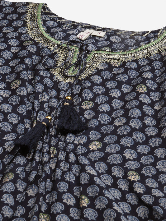 Women'S Blue Rayon Kaftan Pant Set | LASVINI - Redefining Indian Fashion with Elegance