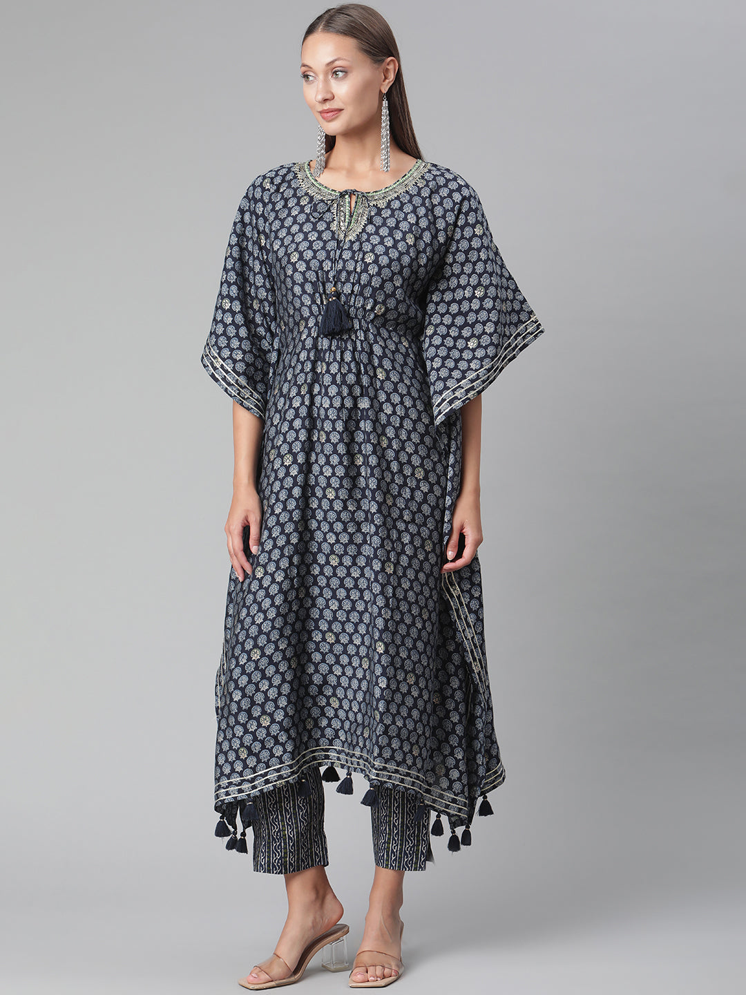 Women'S Blue Rayon Kaftan Pant Set | LASVINI - Redefining Indian Fashion with Elegance