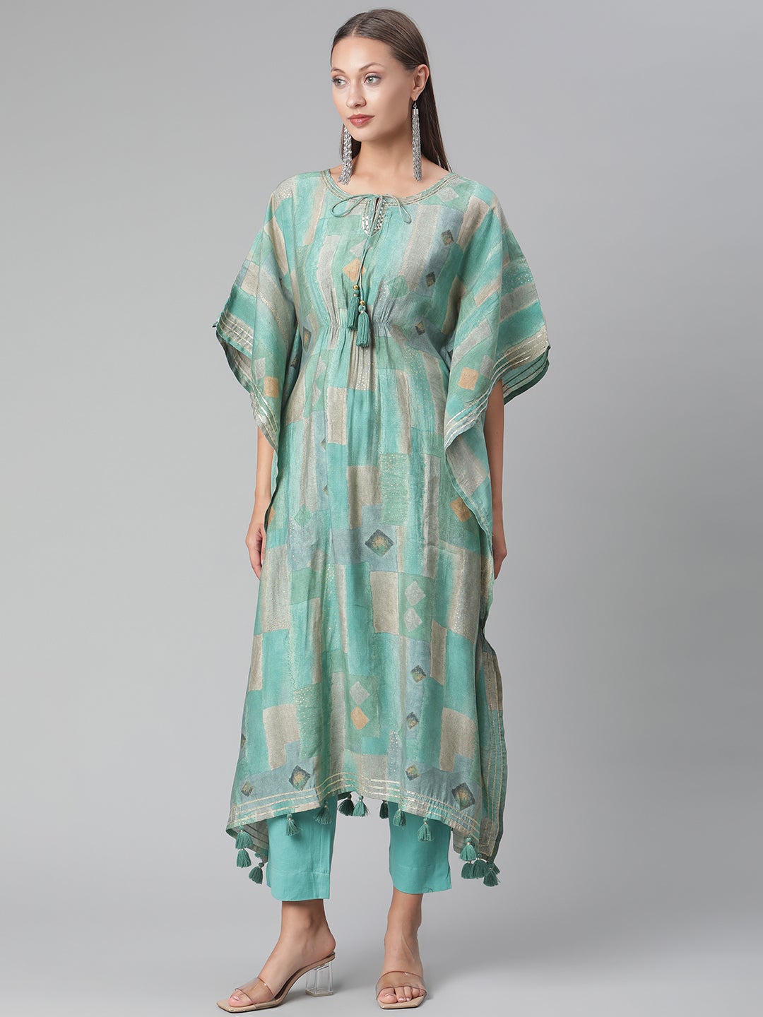 Women'S Sea Green Rayon Kaftan Pant Set | LASVINI - Redefining Indian Fashion with Elegance