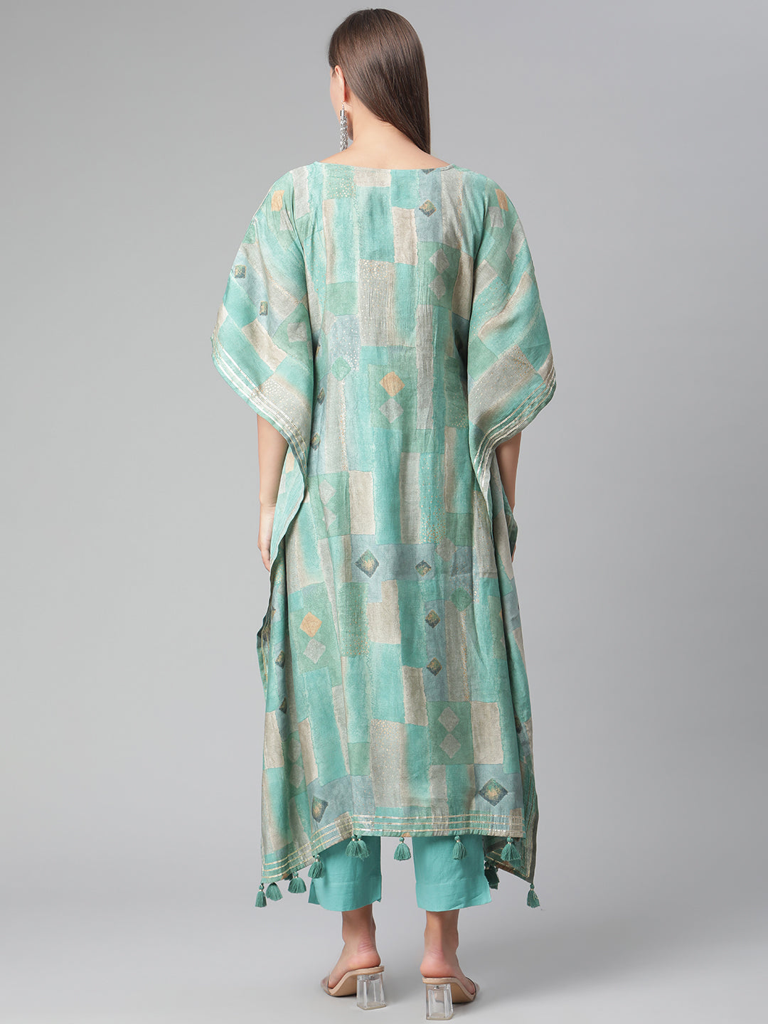 Women'S Sea Green Rayon Kaftan Pant Set | LASVINI - Redefining Indian Fashion with Elegance