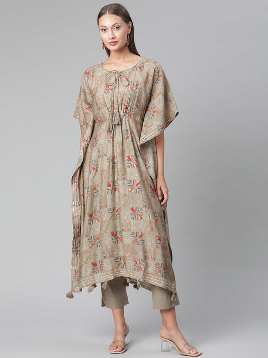 Women'S Grey Rayon Kaftan Pant Set | LASVINI - Redefining Indian Fashion with Elegance