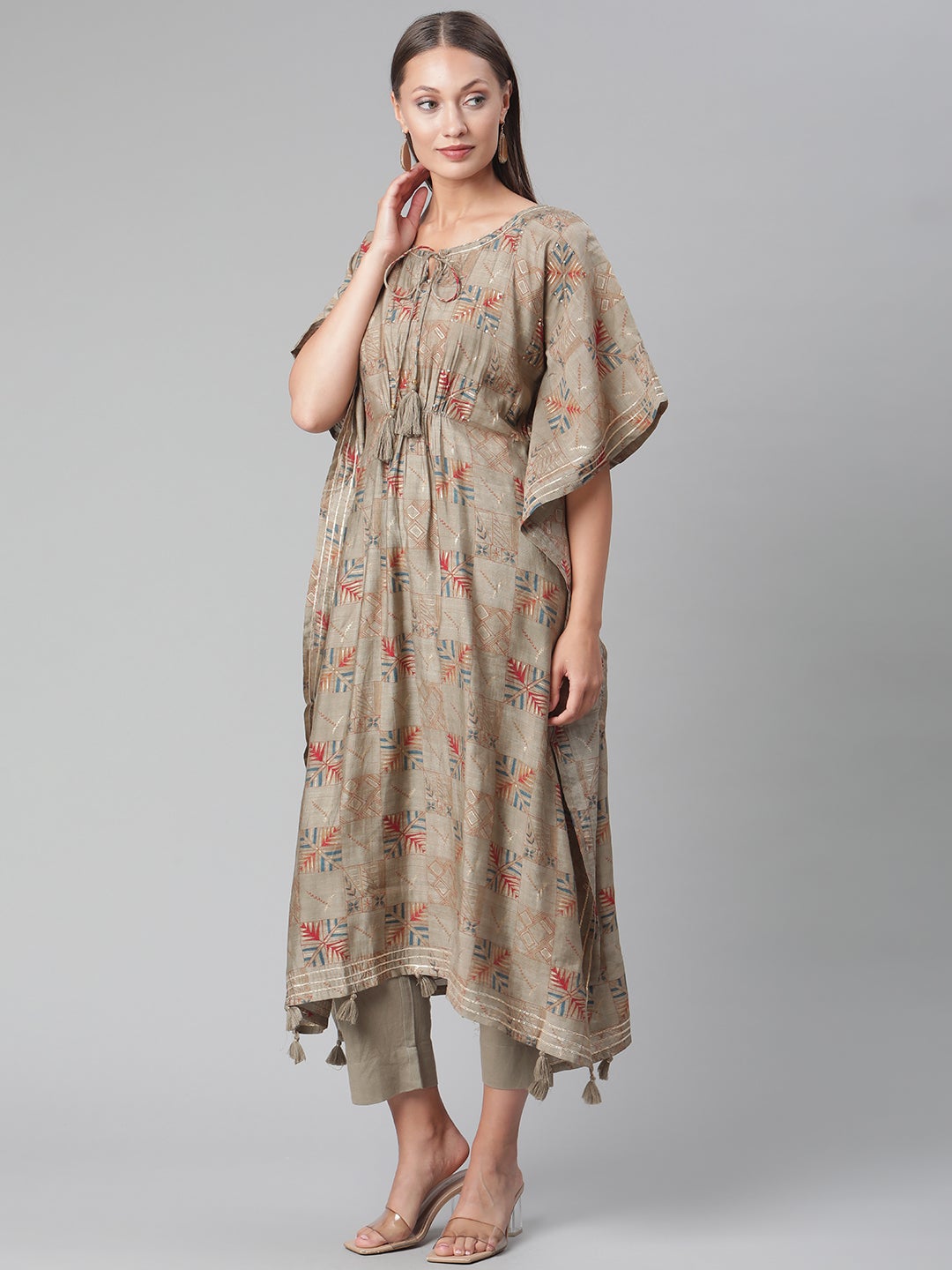 Women'S Grey Rayon Kaftan Pant Set | LASVINI - Redefining Indian Fashion with Elegance