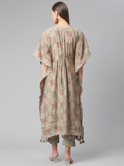 Women'S Grey Rayon Kaftan Pant Set | LASVINI - Redefining Indian Fashion with Elegance