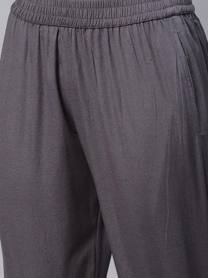 Grey Modal Bandhej Kaftan Pant Set | LASVINI - Redefining Indian Fashion with Elegance