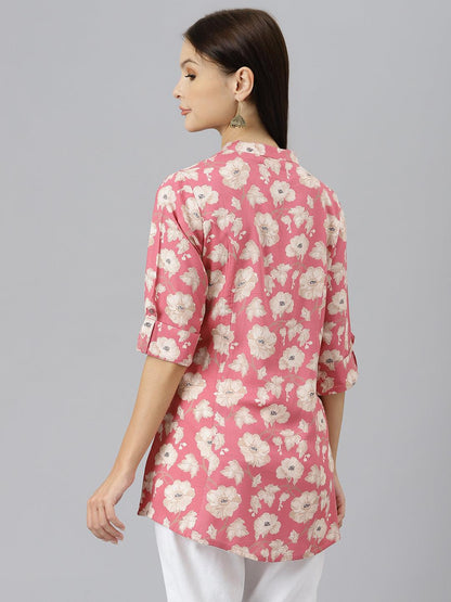 Maroon Floral Rayon A-Line Shirts Style Top | LASVINI - Redefining Indian Fashion with Elegance